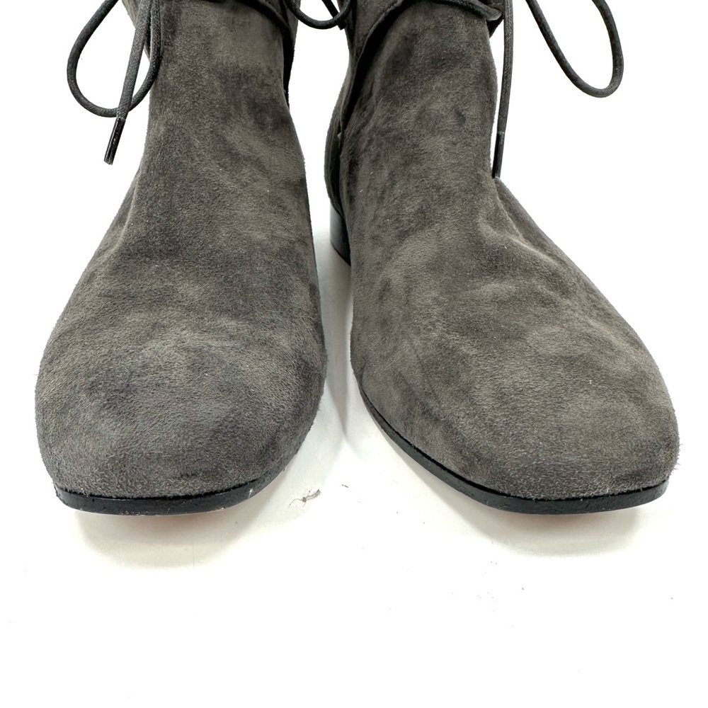 Vince Suede Ankle Boots Womens 6 Gray Lace Up Low Heel Minimalist Booties Luxury - Picture 3 of 9